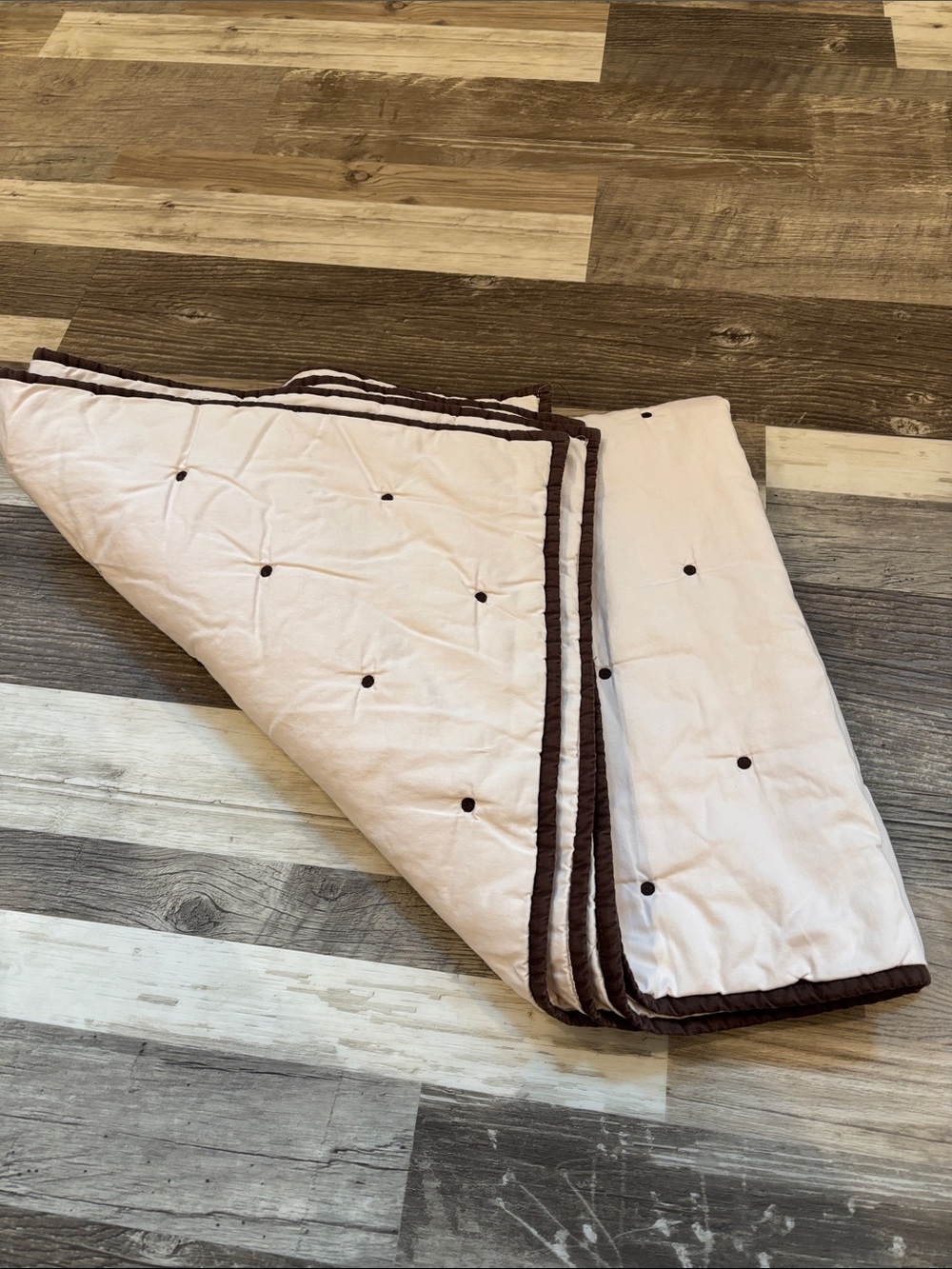 Toddler Restoration Hardware Blush Pink and Chocolate Quilted Throw